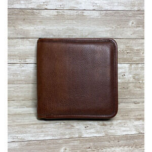 Ashton Pen Holder Case Brown Leather Suede Lining Zipper Closure Collectors USA